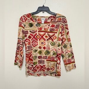 🤍 Chico’s boho tribal printed top